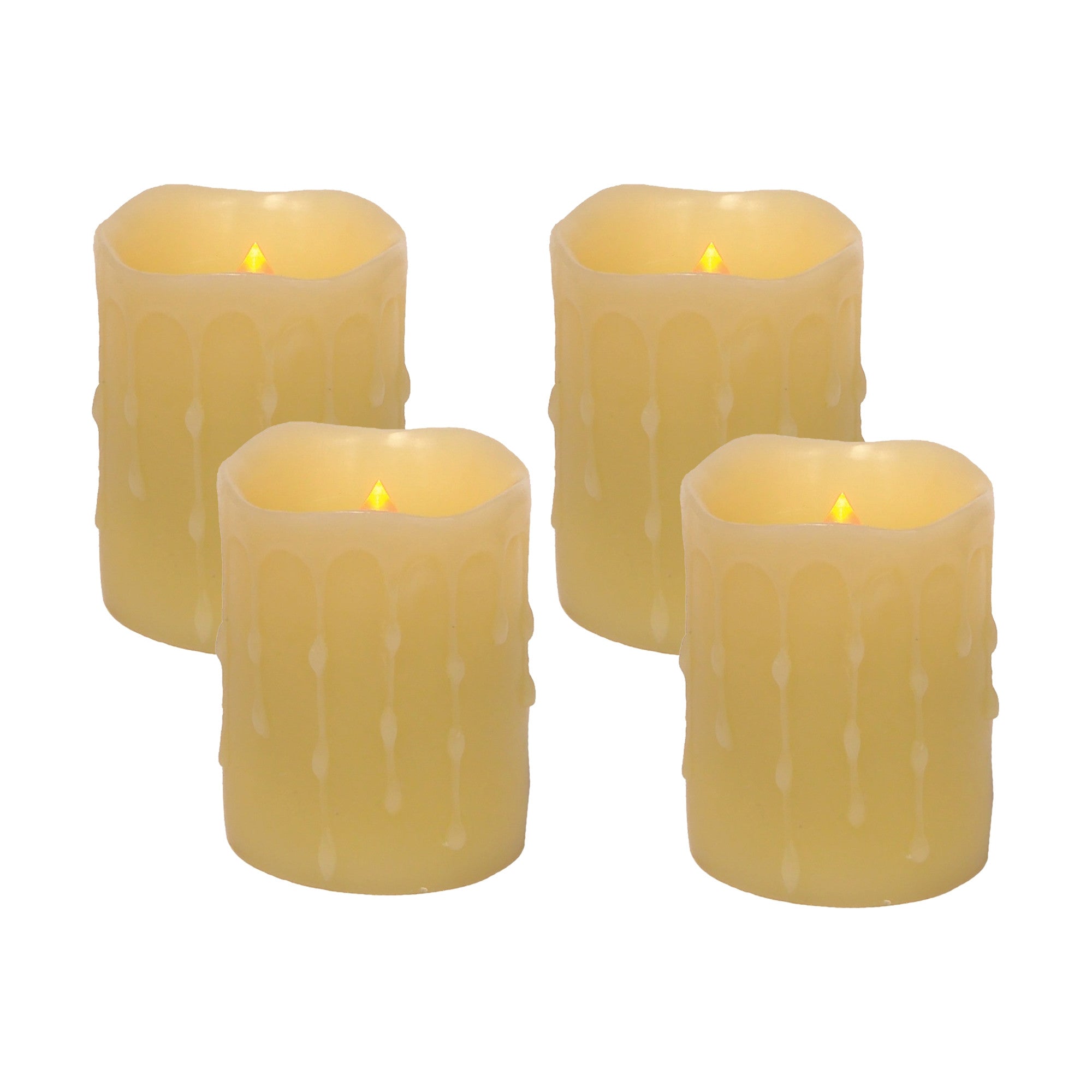 Set of Four Yellow Flameless Pillar Candles-3
