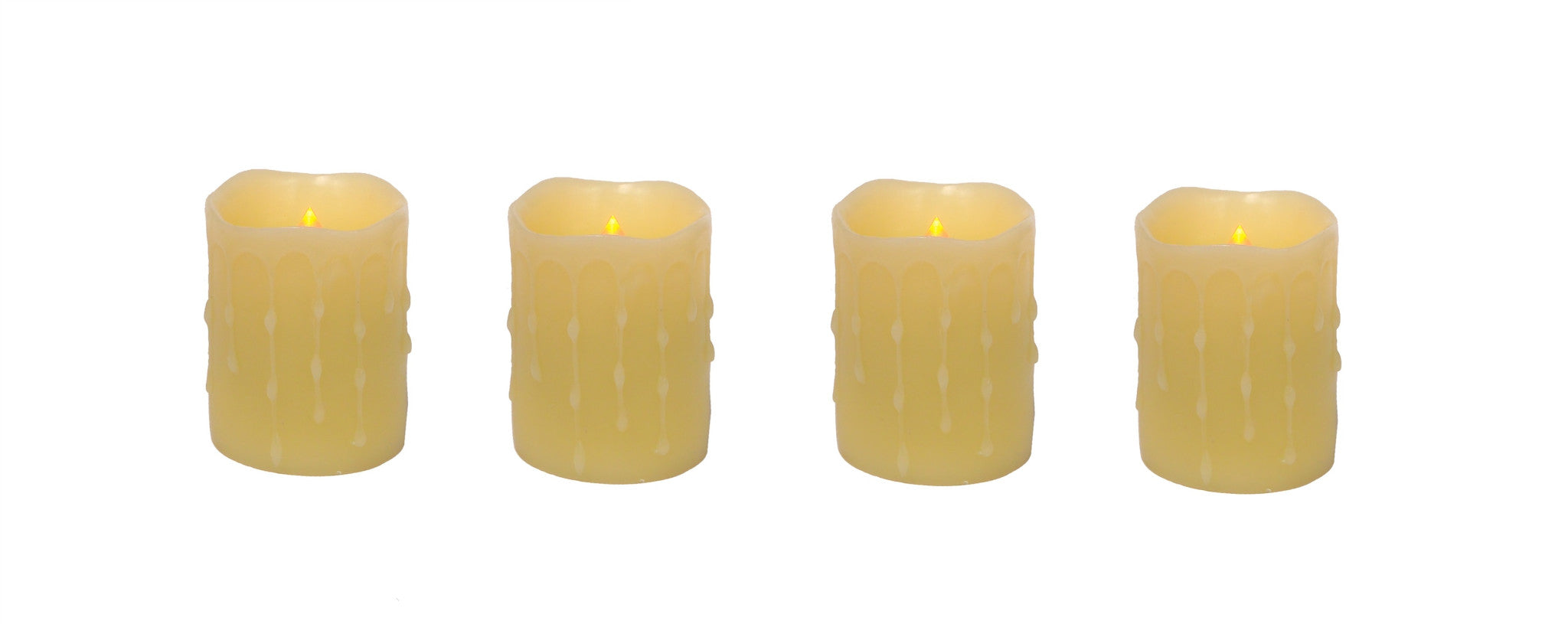 Set of Four Yellow Flameless Pillar Candles-2
