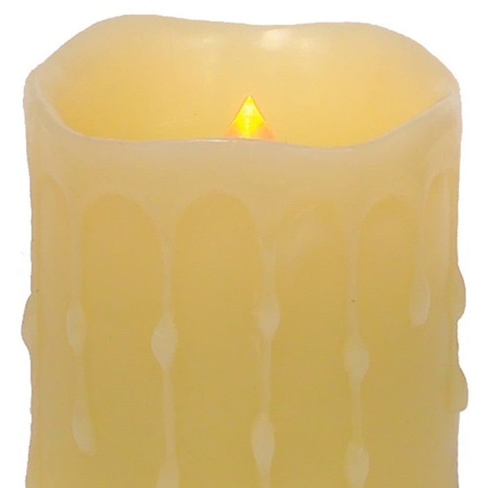 Set of Four Yellow Flameless Pillar Candles-4