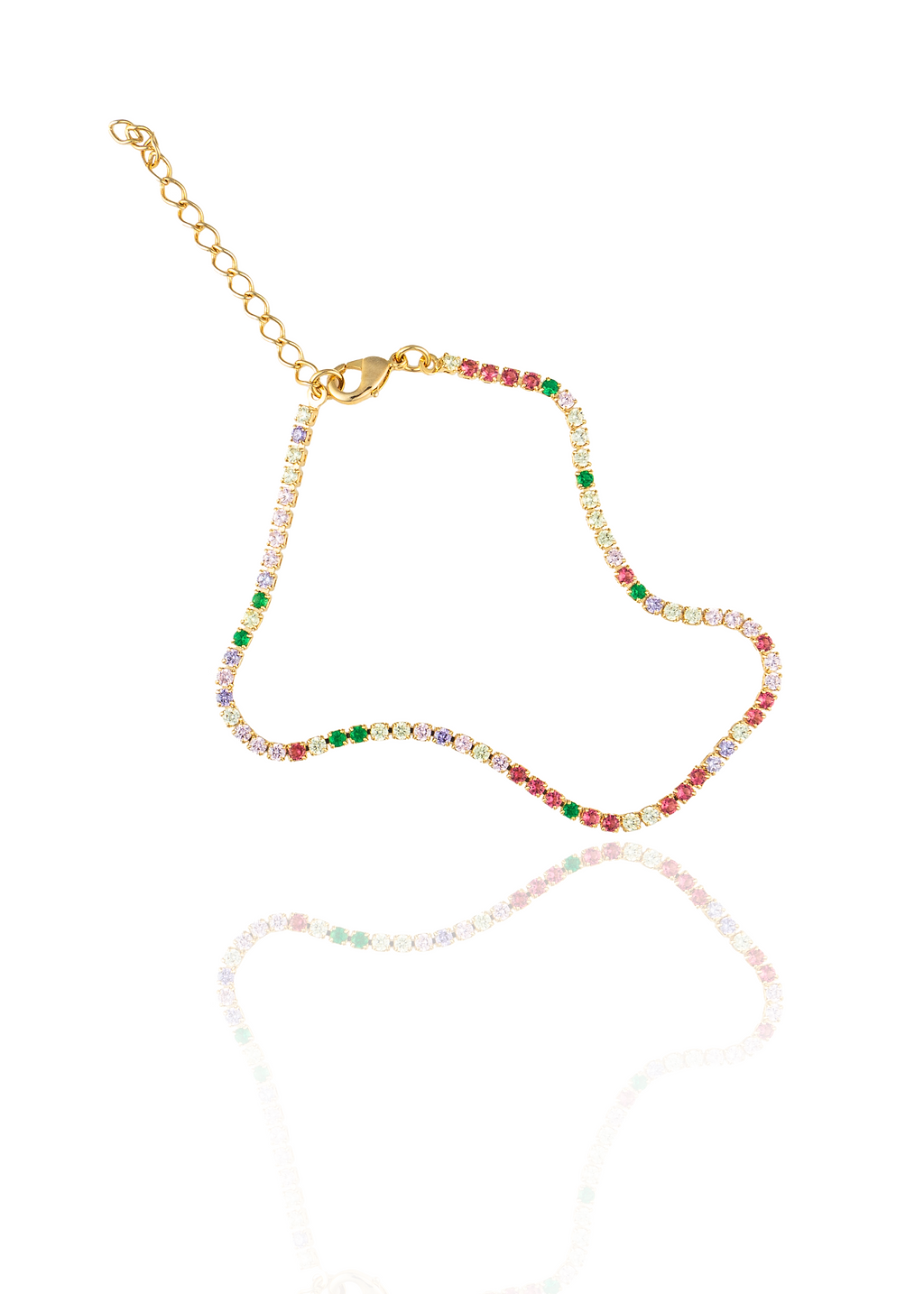 2mm Tennis Necklace Choker With Multicolor Round Clear Cubic Zirconia Stones (G209)(I435)