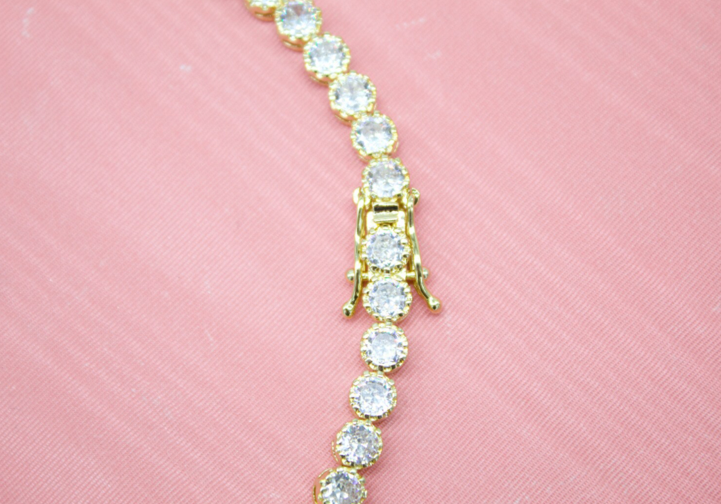 5MM Diamond Cut Round Clear CZ Tennis Bracelet (I133)