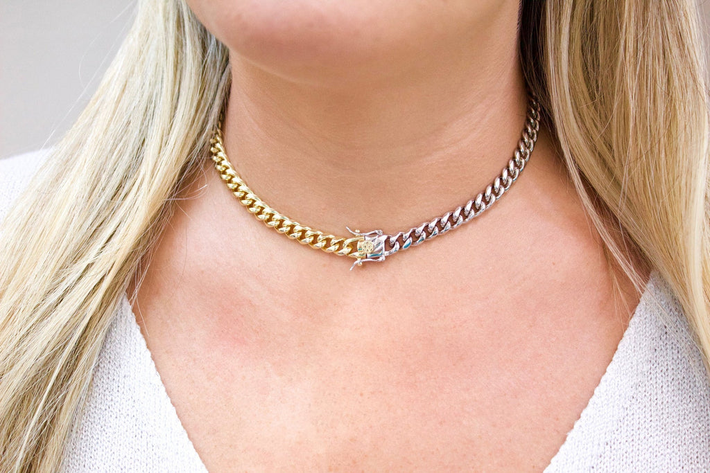 TWO TONED 7mm Cuban Curb Chain